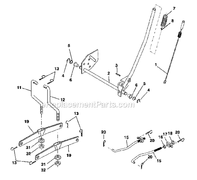 Lift Assemlby Diagram and Parts List for 917275683  Craftsman Lawn Tractor