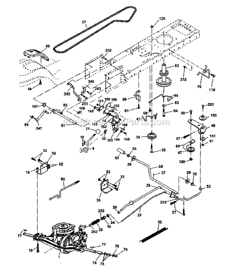 Ground Drive Diagram and Parts List for 917275760  Craftsman Lawn Tractor
