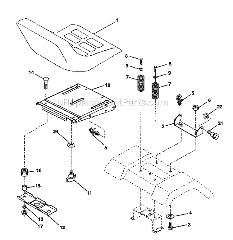 Seat Assembly Diagram and Parts List for 917275760  Craftsman Lawn Tractor