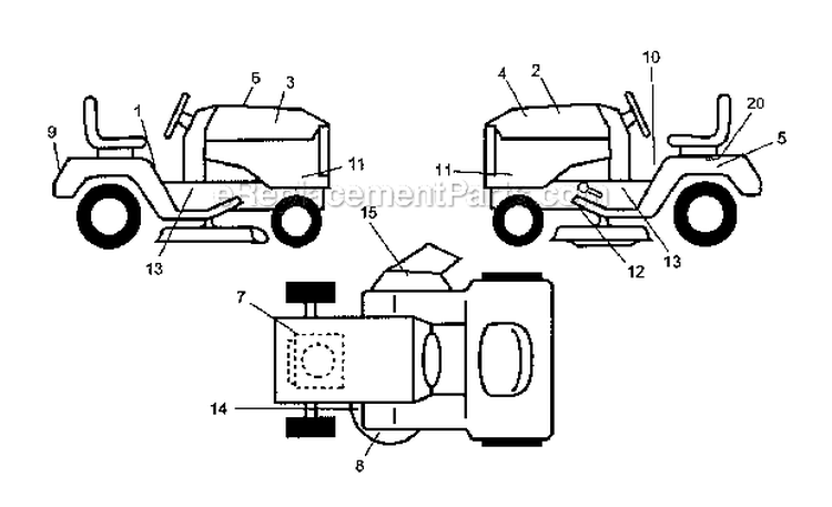Decals Diagram and Parts List for 917275760  Craftsman Lawn Tractor