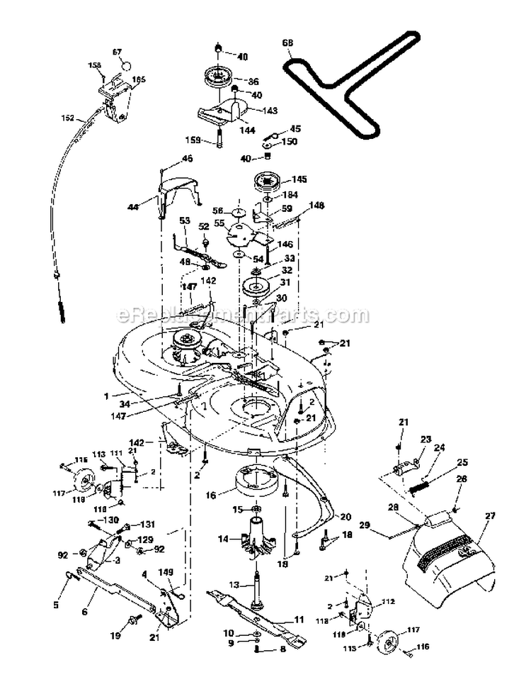 Mower Deck Diagram and Parts List for 917275810  Craftsman Lawn Tractor