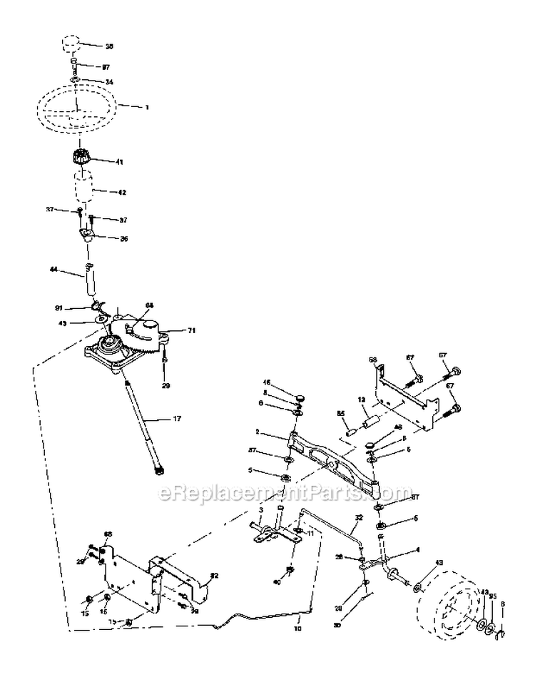 Steering Diagram and Parts List for 917275810  Craftsman Lawn Tractor