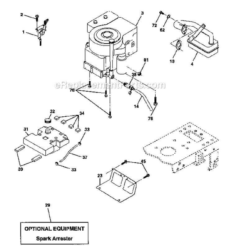 Engine Diagram and Parts List for 917275810  Craftsman Lawn Tractor