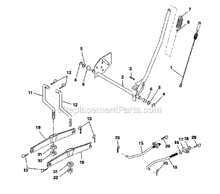 Lift Assembly Diagram and Parts List for 917275810  Craftsman Lawn Tractor