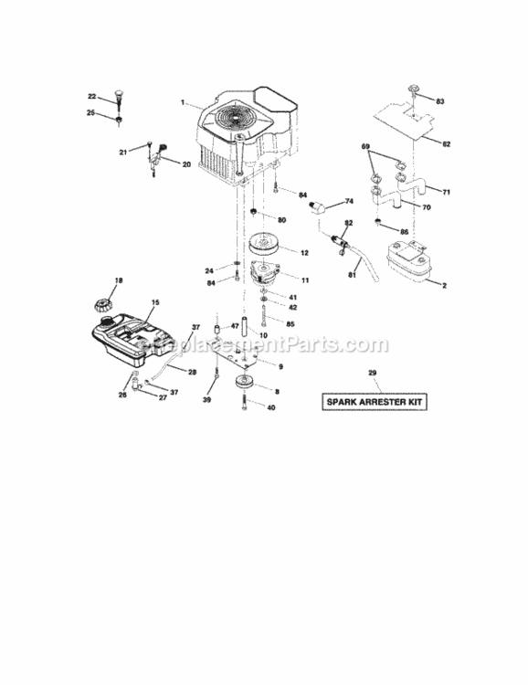 Page E Diagram and Parts List for 917276011  Craftsman Lawn Tractor