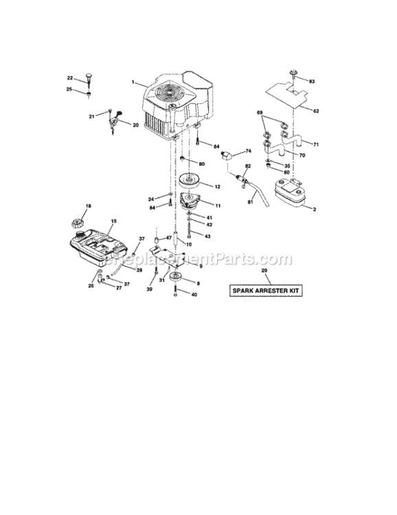 Page E Diagram and Parts List for 917276020  Craftsman Lawn Tractor