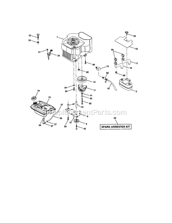 Page E Diagram and Parts List for 917276021  Craftsman Lawn Tractor