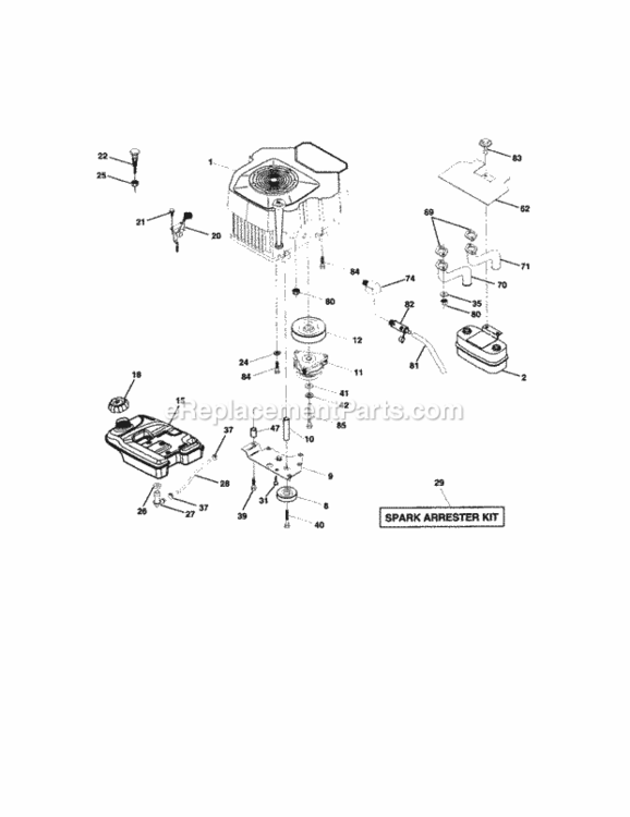 Page E Diagram and Parts List for 917276030  Craftsman Lawn Tractor