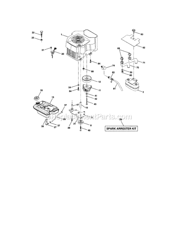 Page E Diagram and Parts List for 917276040  Craftsman Lawn Tractor