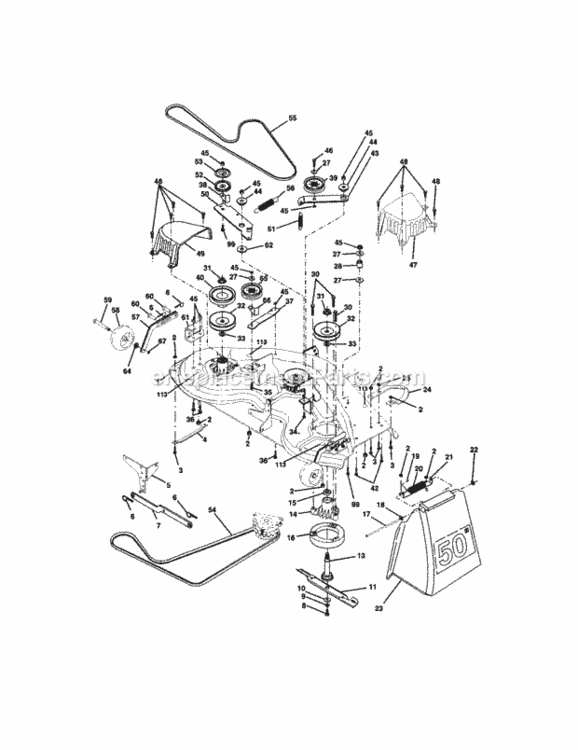 Page J Diagram and Parts List for 917276050  Craftsman Lawn Tractor