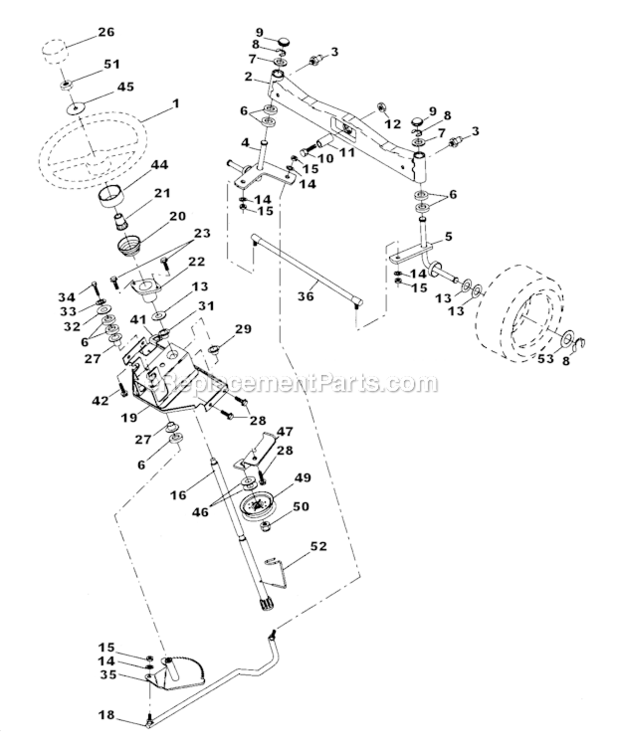 Steering Diagram and Parts List for 917276101  Craftsman Lawn Mower