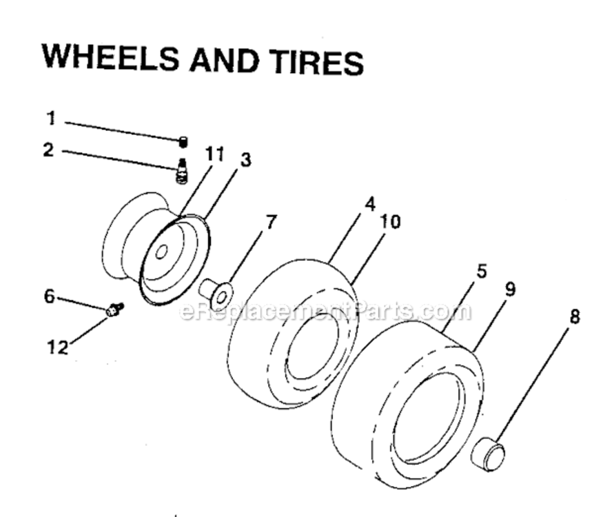 Wheels_And_Tires Diagram and Parts List for 917276101  Craftsman Lawn Mower