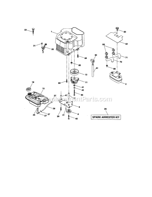 Page E Diagram and Parts List for 917276102  Craftsman Lawn Tractor