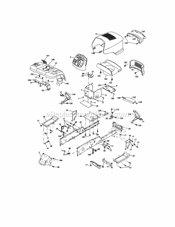 Page B Diagram and Parts List for 917276140  Craftsman Lawn Tractor