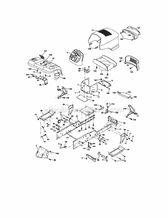Page B Diagram and Parts List for 917276221  Craftsman Lawn Tractor