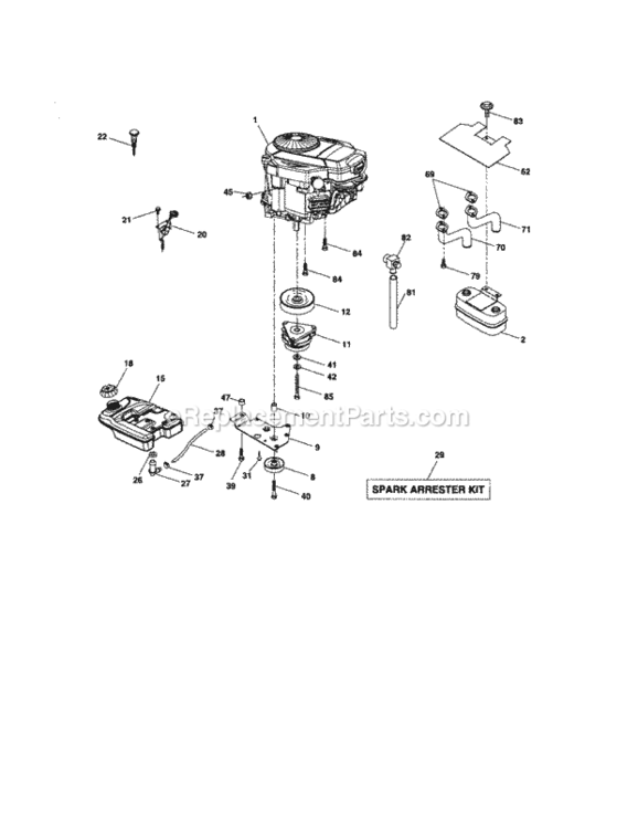 Page E Diagram and Parts List for 917276221  Craftsman Lawn Tractor