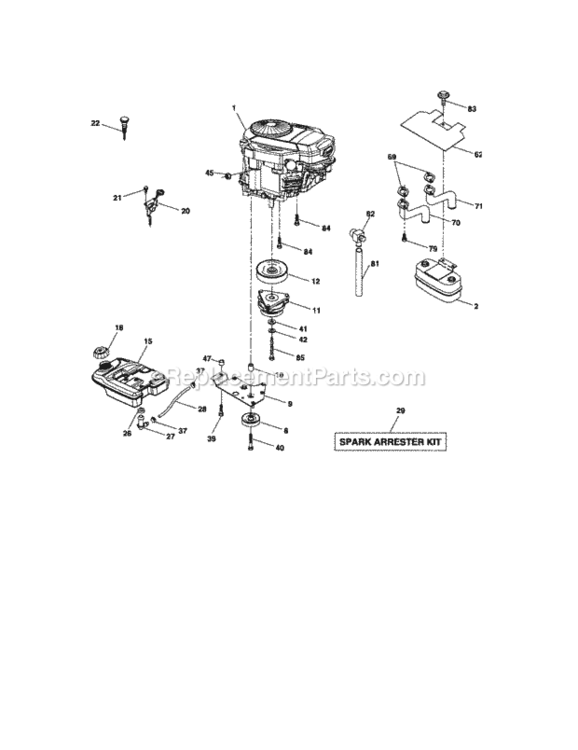 Page E Diagram and Parts List for 917276310  Craftsman Lawn Tractor