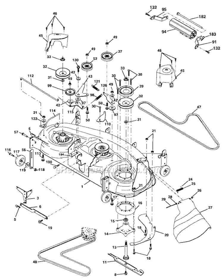 Mower Deck Diagram and Parts List for 917276320  Craftsman Lawn Tractor