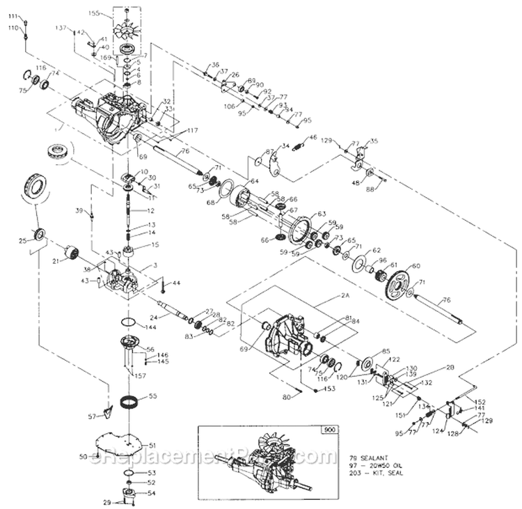 Hydro Gear Transaxle Diagram and Parts List for 917276320  Craftsman Lawn Tractor