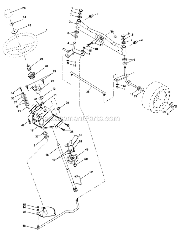 Steering Diagram and Parts List for 917276320  Craftsman Lawn Tractor