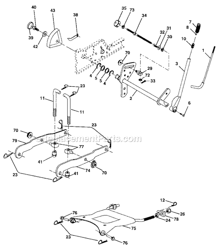 Lift Assembly Diagram and Parts List for 917276320  Craftsman Lawn Tractor