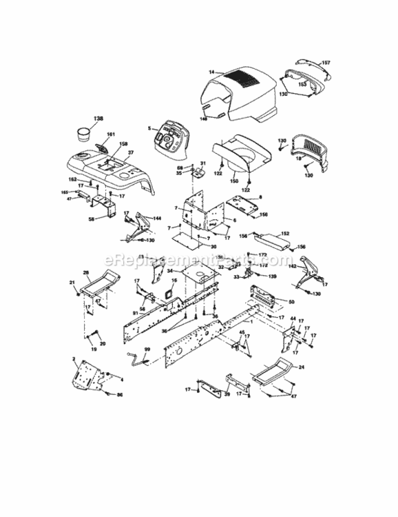 Page B Diagram and Parts List for 917276360  Craftsman Lawn Tractor
