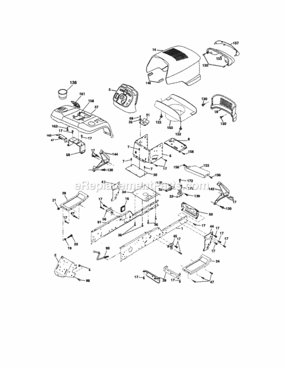 Page B Diagram and Parts List for 917276361  Craftsman Lawn Tractor