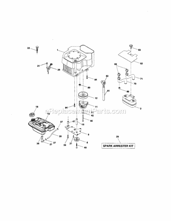 Page E Diagram and Parts List for 917276361  Craftsman Lawn Tractor