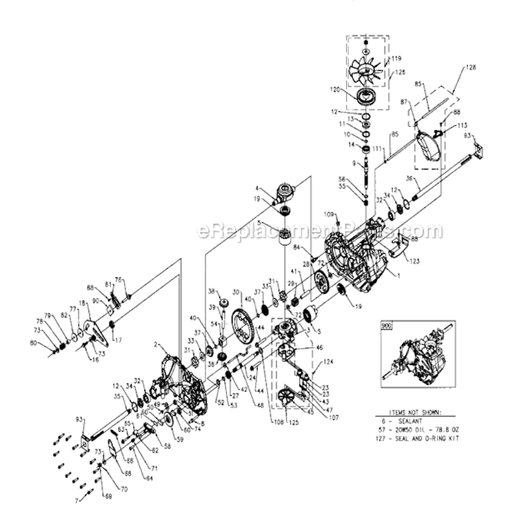 Transaxle Diagram and Parts List for 917276600  Craftsman Lawn Tractor
