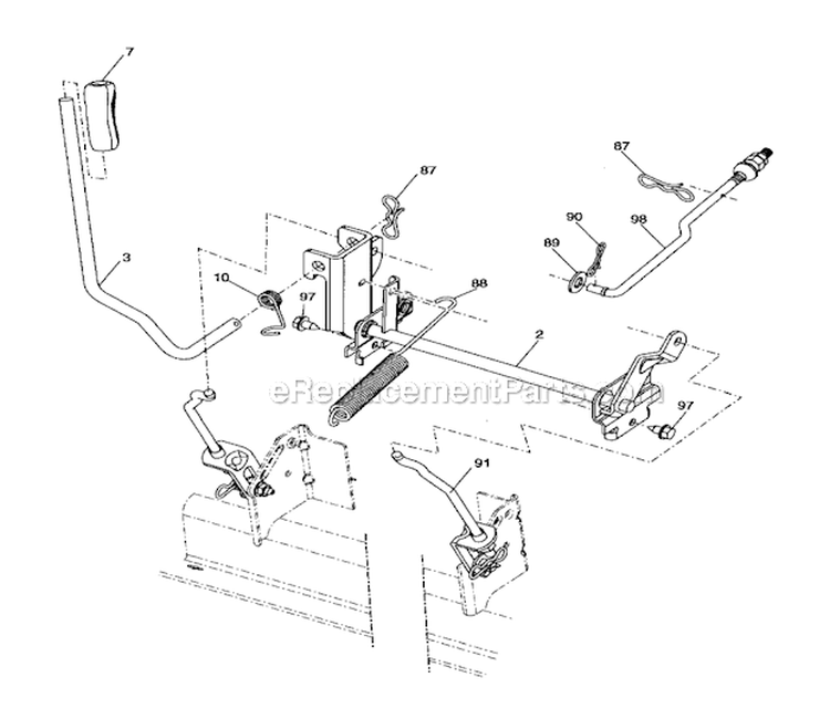 Lift Assembly Diagram and Parts List for 917276600  Craftsman Lawn Tractor