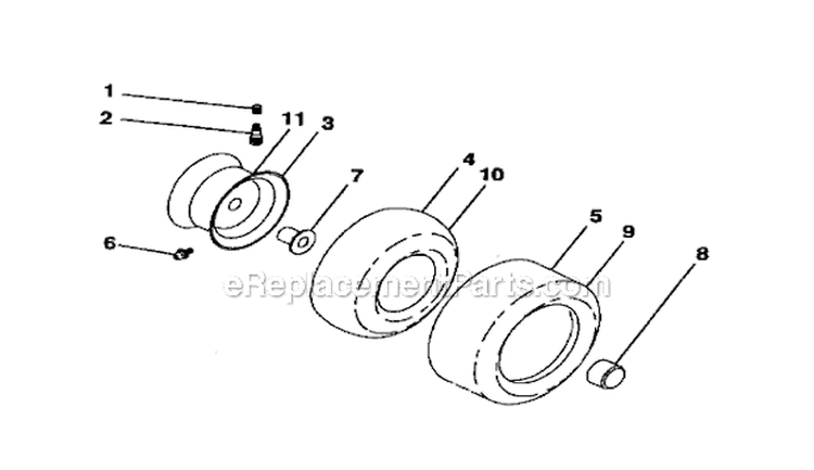 Wheels And Tires Diagram and Parts List for 917276600  Craftsman Lawn Tractor