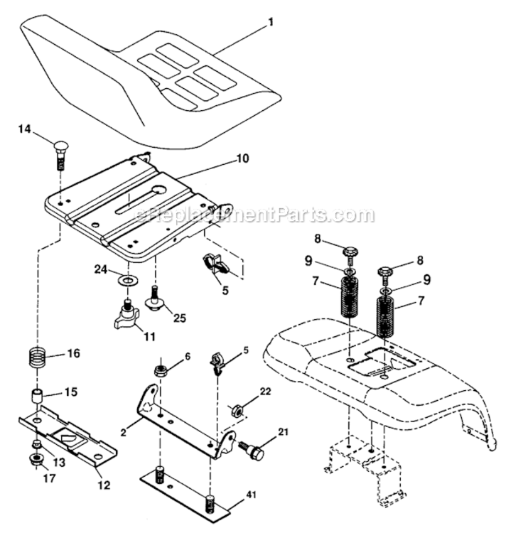 Seat_Assembly Diagram and Parts List for 917276761  Craftsman Lawn Tractor