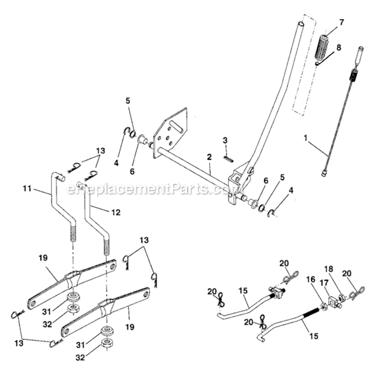 Lift_Assembly Diagram and Parts List for 917276761  Craftsman Lawn Tractor