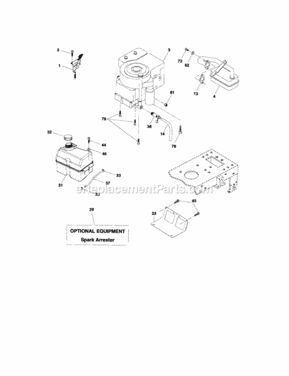 Page E Diagram and Parts List for 917276813  Craftsman Lawn Tractor