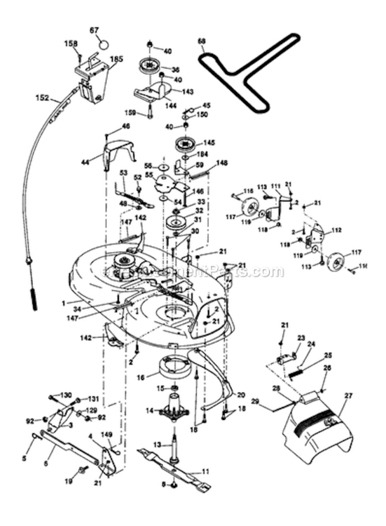 Mower Deck Diagram and Parts List for 917276827  Craftsman Lawn Tractor