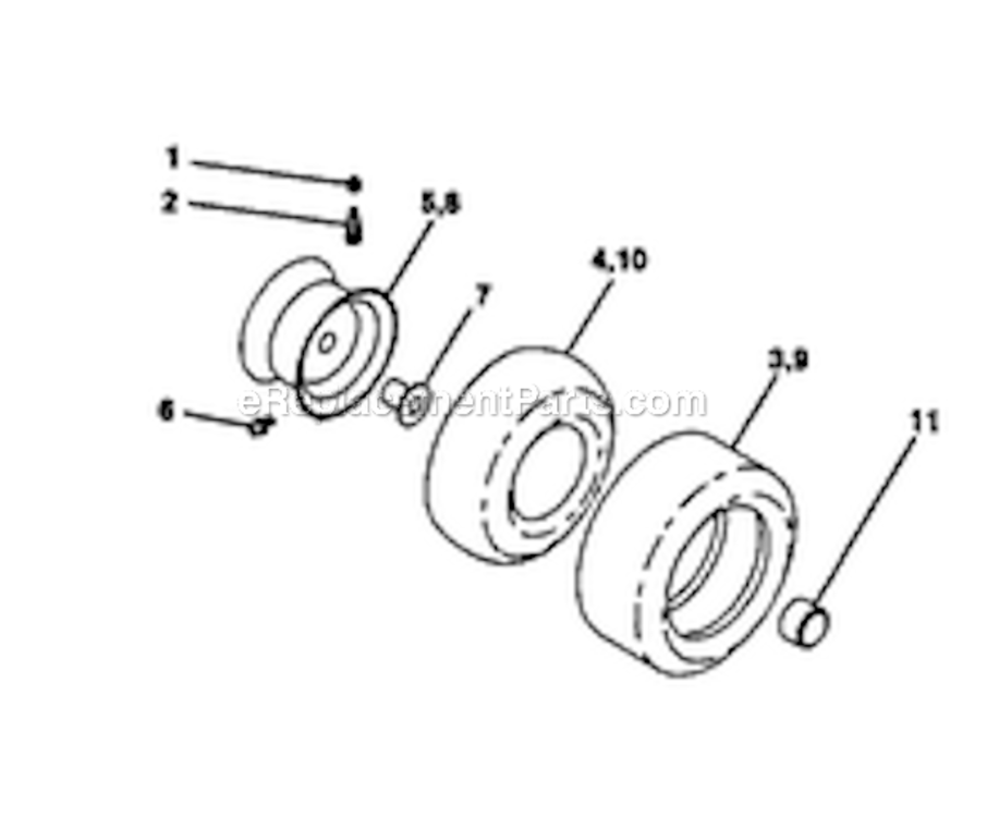 Wheels And Tires Diagram and Parts List for 917276827  Craftsman Lawn Tractor