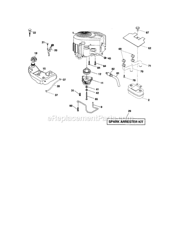 Page E Diagram and Parts List for 917276840  Craftsman Lawn Tractor