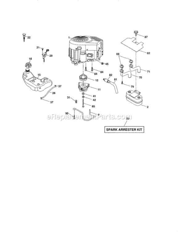 Page E Diagram and Parts List for 917276844  Craftsman Lawn Tractor