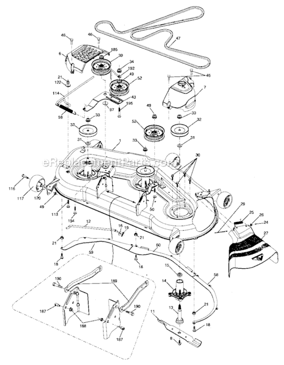 Mower_Deck Diagram and Parts List for 917276921  Craftsman Lawn Tractor