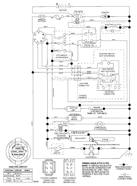 Schematic Diagram and Parts List for 917276921  Craftsman Lawn Tractor