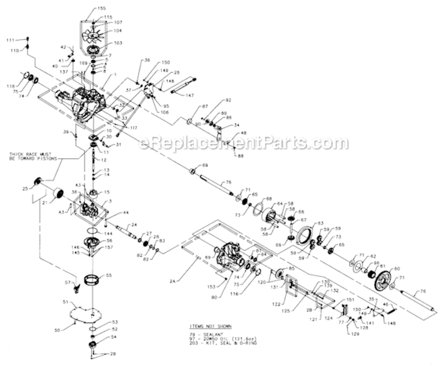 Transaxle Diagram and Parts List for 917276921  Craftsman Lawn Tractor