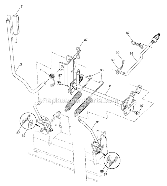 Lift_Assembly Diagram and Parts List for 917276921  Craftsman Lawn Tractor