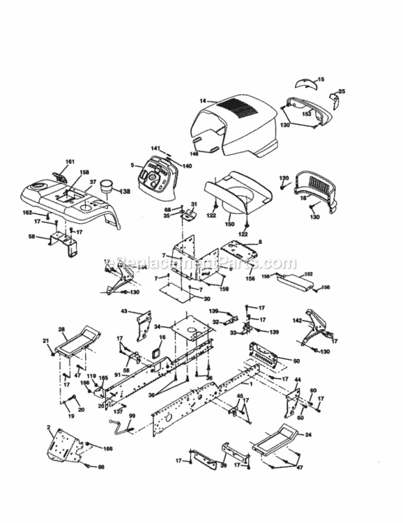 Page B Diagram and Parts List for 917277090  Craftsman Lawn Tractor