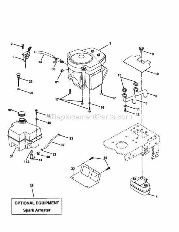 Page H Diagram and Parts List for 917277120  Craftsman Lawn Tractor