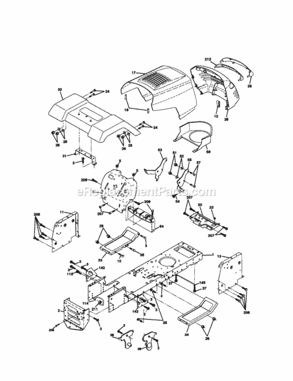 Page B Diagram and Parts List for 917279911  Craftsman Lawn Tractor
