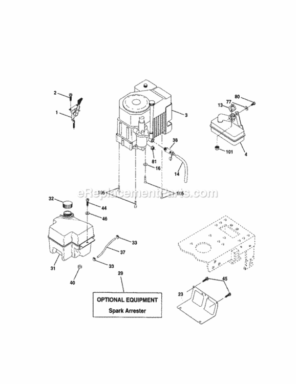 Page F Diagram and Parts List for 917279960  Craftsman Lawn Tractor