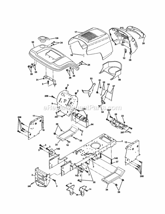 Page B Diagram and Parts List for 917279961  Craftsman Lawn Tractor