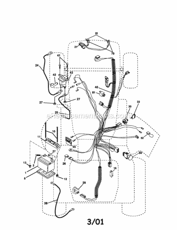Page A Diagram and Parts List for 917279981  Craftsman Lawn Tractor