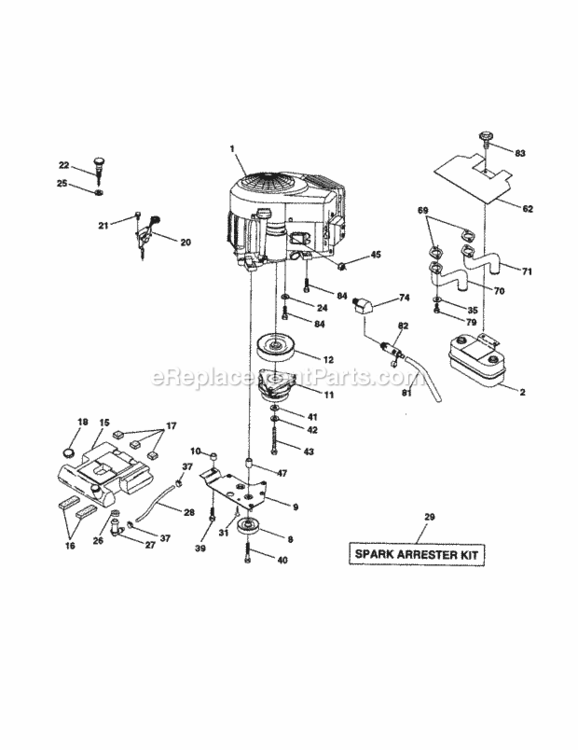 Page E Diagram and Parts List for 917279983  Craftsman Lawn Tractor