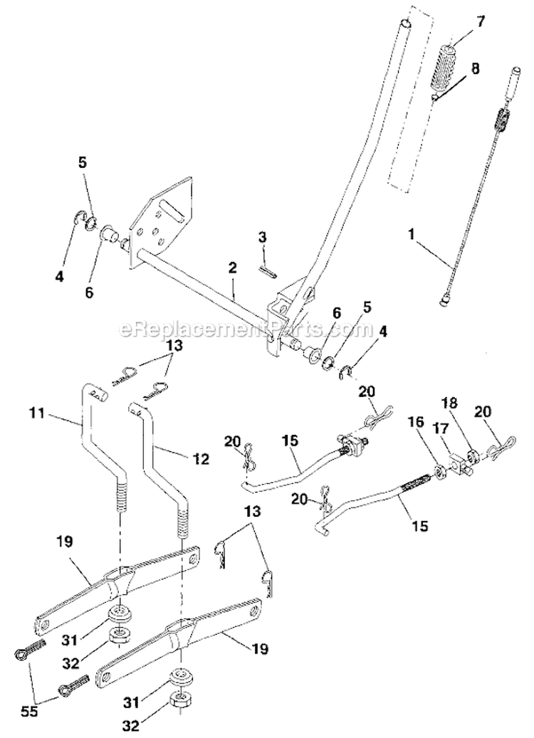 Lift Diagram and Parts List for 917287011  Craftsman Lawn Tractor
